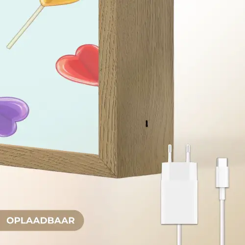Lolly - Regenboog - Snoep Light Box met batterij (Wandlamp) middel -USP_websiteoplaadbaarNL