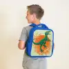 Dinosaurus - Groen - Planten - Cirkel Kinderrugzak - Blauw middel -sfeer2