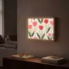 Tulpen - Modern - Roze Light Box met batterij (Wandlamp) middel -sfeer1