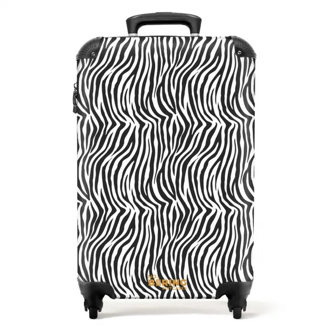 Zwart wit zebrapatroon met golvende strepen NBS - Handbagage koffer - Volwassenen Unisex middel -productfoto_recht
