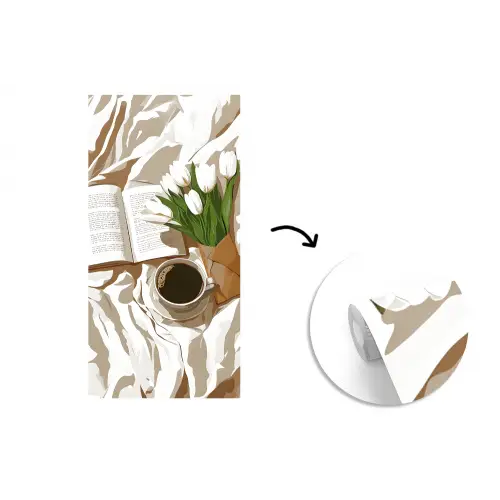 Boek - Illustratie - Tulpen - Koffie fotobehang vinyl groot -3d