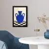 Vaas - Blauw - Geblokt - Modern fotolijst zwart zonder passe partout klein -sfeer4