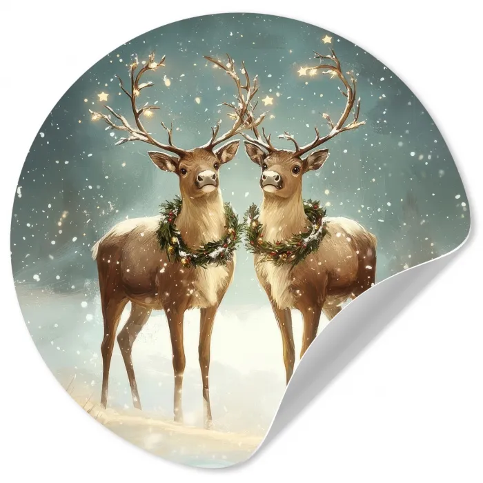 Kerstmagie - Winterwoud - Rendier Wandcirkel behangsticker klein -3d