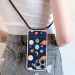 Ruimte - Planeten - Kleurrijk Hoesje iPhone 16 Pro Max met koord klein -sfeer5