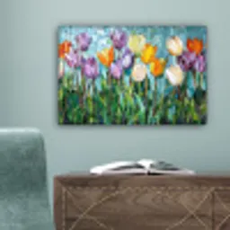 Mozaïek - Veld - Tulpen - Kleurrijk canvas 2cm klein -sfeer4