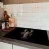 Kreeft - Zwart - Bloemenpatroon - Artistiek Inductie beschermer vinyl 3mm klein -sfeer3