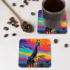 Giraffe - Savanna - Lucht - Gekleurd onderzetter kurk middel -sfeer2