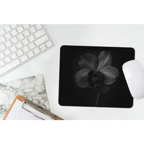 Zwart - Bloem - Orchidee muismat rubber klein -witbureau