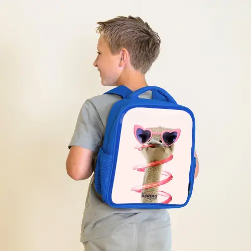 Sierk Struisvogel Roze Kinderrugzak - Blauw middel -sfeer2