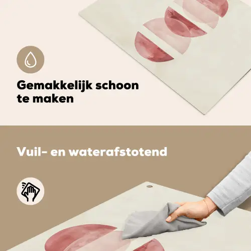 Minimalistisch - Cirkels - Roze Inductie beschemer met haakjes klein -ky-schoon-nl