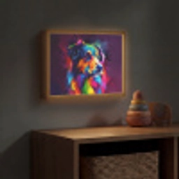 Hond - Kleurrijk - Dier - Dierenhoofd Light Box met batterij (Wandlamp kind) middel -sfeer5_kind