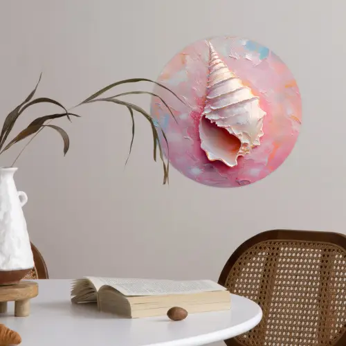 Schelp - Pastel - Pink Wandcirkel behangsticker klein -sfeer3