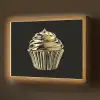 Cupcake - Eten - Goud - Zwart Light Box met batterij (Wandlamp) middel -z3d_website