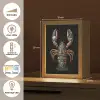 Kreeft - Zwart - Bloemenpatroon - Artistiek Light Box met kabel (Tafellamp) klein -USP_FR