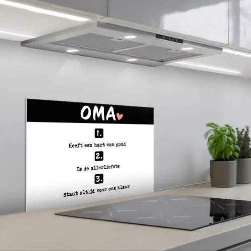 Quotes - Oma is de allerliefste - Spreuken - Oma keuken achterwand spatscherm klein -3d_schuin