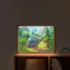 Trein - Bloemen - Kinderen - Natuur Light Box met batterij (Wandlamp kind) middel -sfeer1_kind