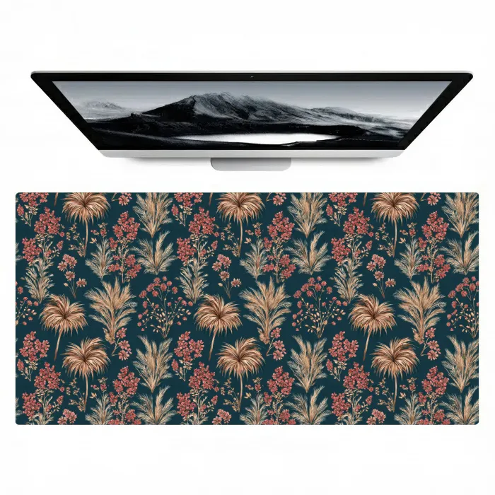 Botanisch - Patroon - Blauw Muismat XXL klein 681 -zzz3d