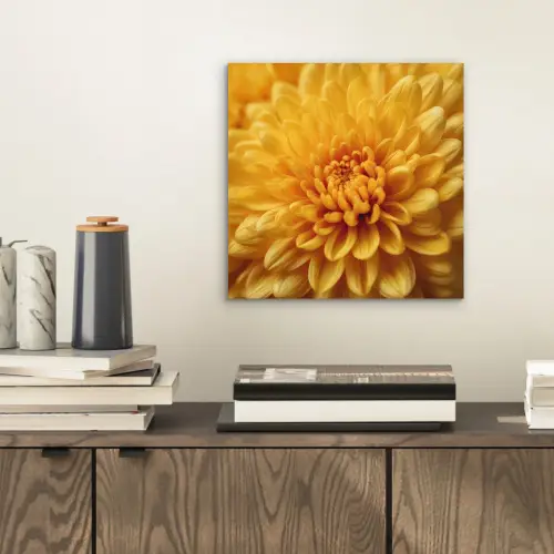 Geel - Chrysant - Zachtheid aluminium wit klein -sfeer1