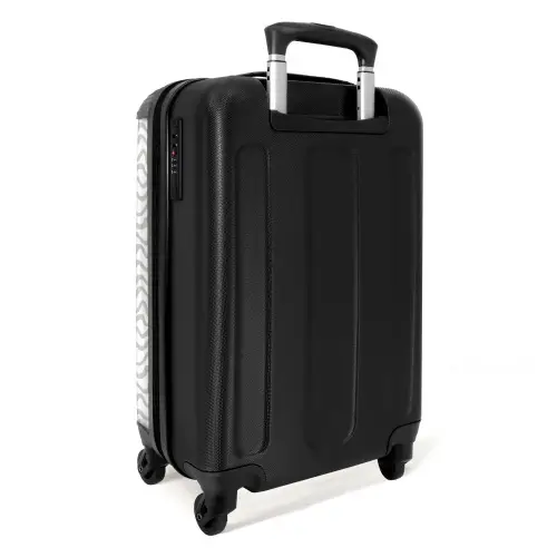 Grijze golflijnen op wit NBS - Handbagage koffer - Volwassenen Unisex middel -achterkant