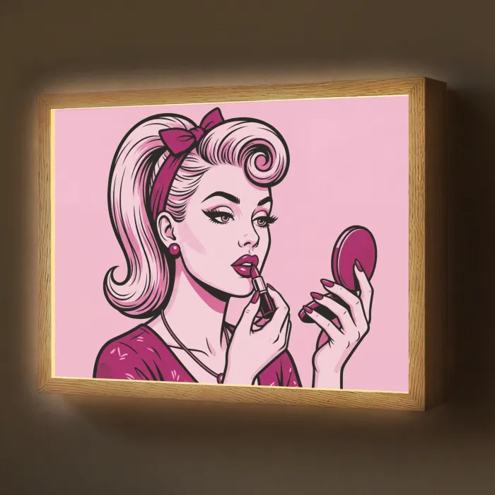 Vintage - Vrouw - Roze Light Box met batterij (Wandlamp) middel -z3d_website