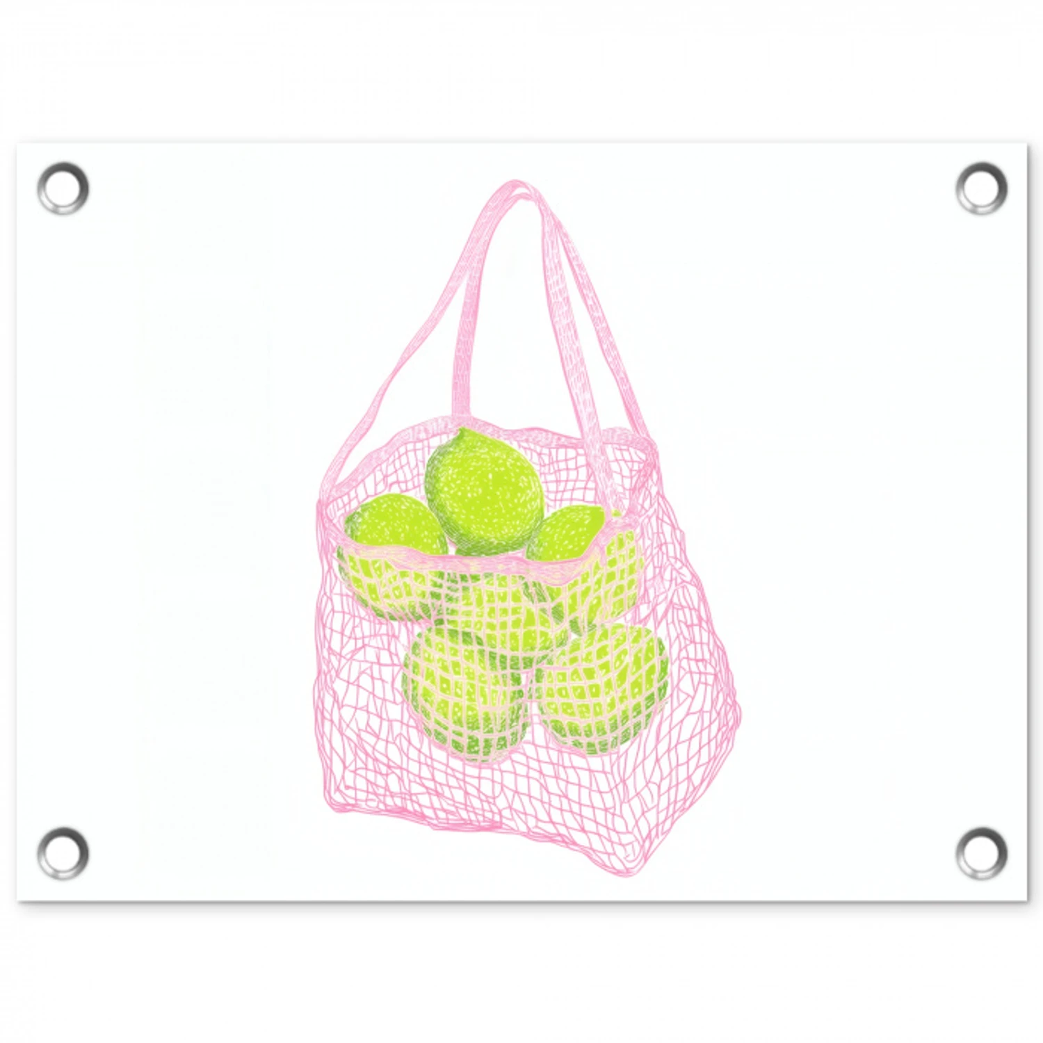 Netzakje - Roze - Illustratie - Limoenen tuinposter los doek klein -3d
