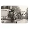 Eland - Auto - Gewei - Zwart - Wit Badmat klein -3d