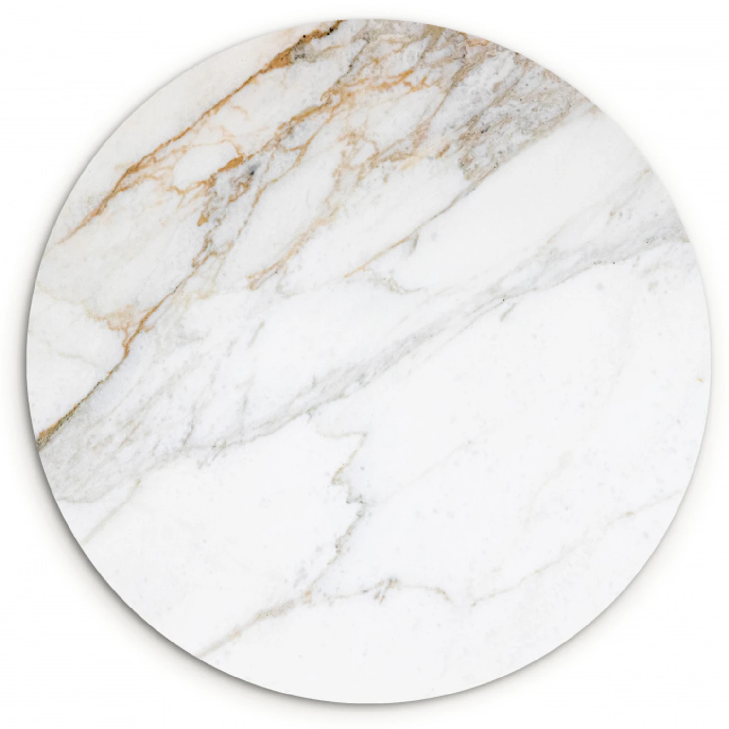 Marmer - Steen - Wit - Goud - Marmerlook - Steen - Luxe Wandcirkel kunststof plaat 5mm dik klein -3d