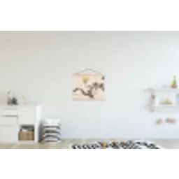 Aap - Maan - Goud textielposter latten blank klein -kinderkamer