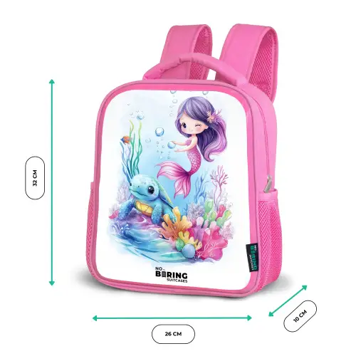 Zeemeermin met blauw schildpad tussen koraal Kinderrugzak - Roze middel -productfoto_formaten