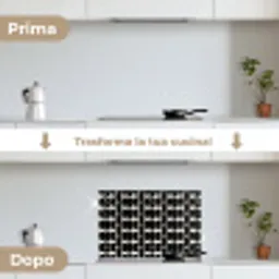 Modern - Patroon - Zwart keuken achterwand spatscherm klein 900 -voor_na_IT