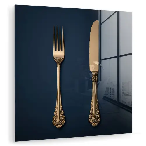 Bestek - Donkerblauw - Goud plexiglas 5mm klein -zzzproduct_nieuw