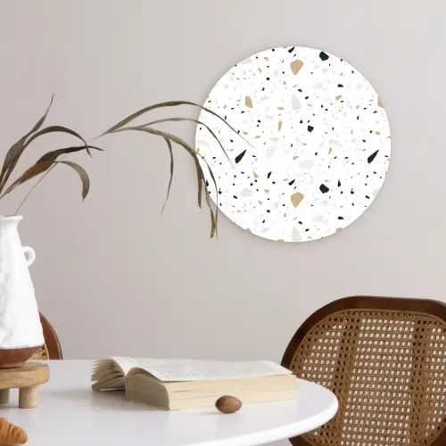 Terrazzo - Patroon - Wit - Neutraal Wandcirkel kunststof plaat 5mm dik klein 188 -sfeer4