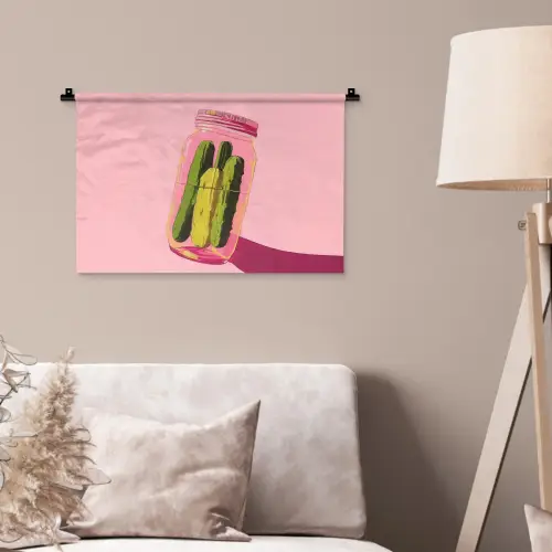 Augurken - Pot - Schaduw - Roze Wandkleed katoen klein -sfeer4