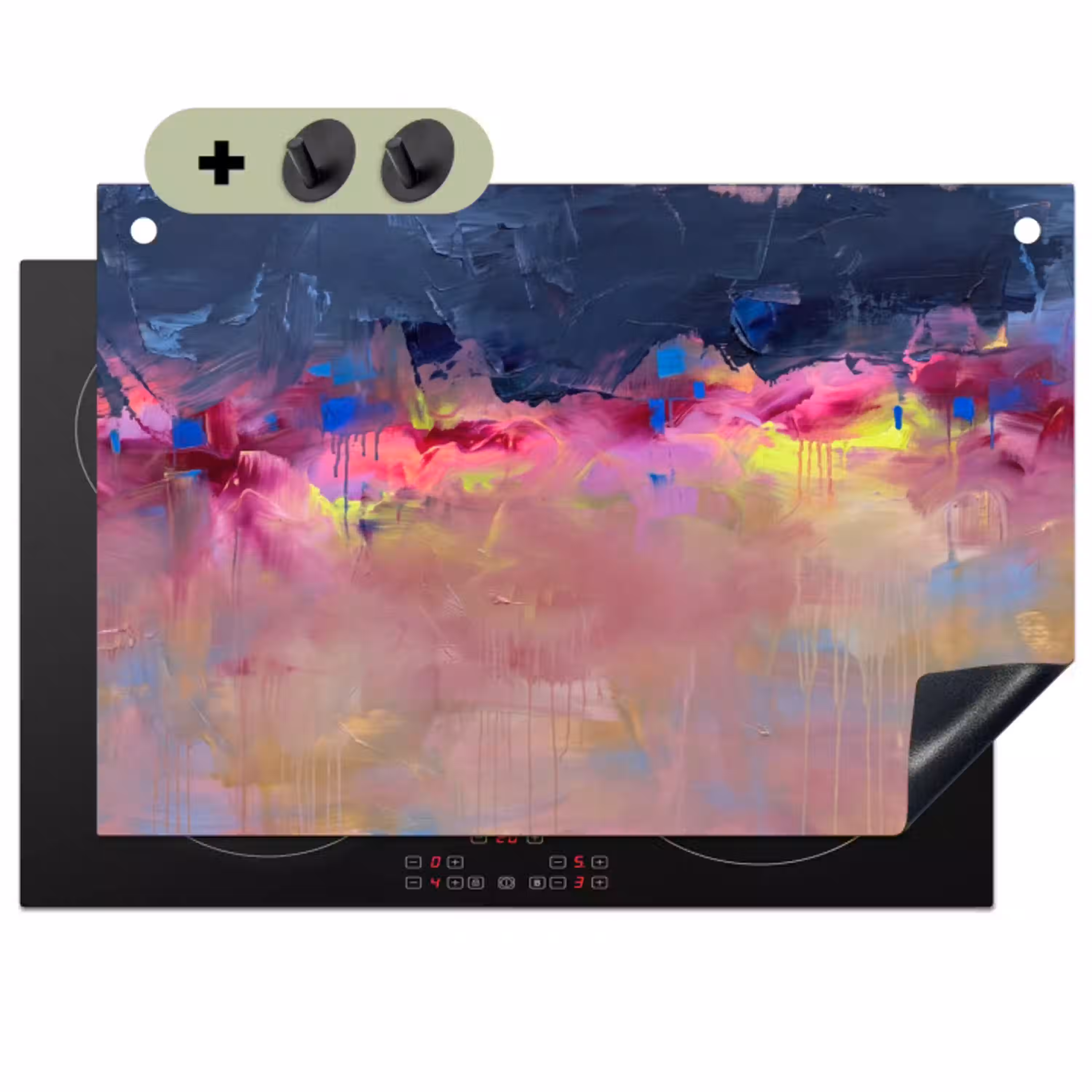 Abstract - Textuur - Kleuren - Modern - Roze Inductie beschemer met haakjes klein -3d