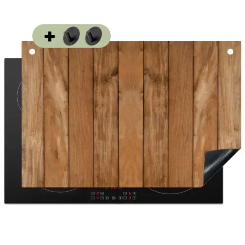 Hout - Naturel - Planken - Structuur Inductie beschemer met haakjes klein -3d