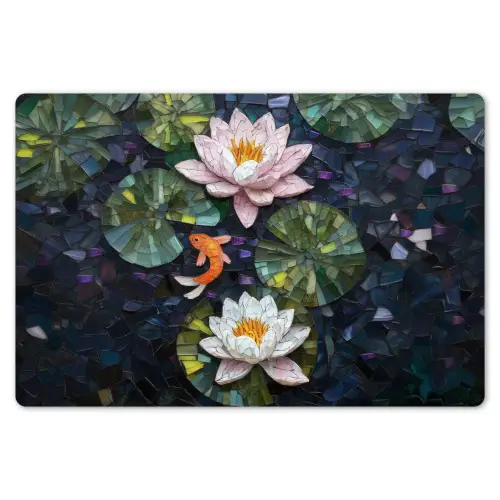 Glasstukjes - Leliebladeren - Vis - Oranje Placemat vinyl groot -zzsfeer1_Kitchenyeah-website