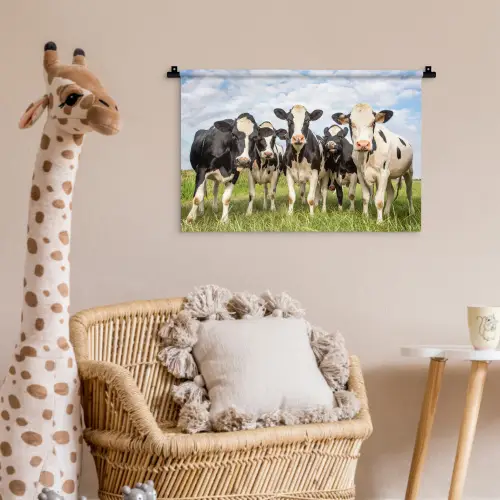 Koeien - Weiland - Dieren - Natuur - Gras Wandkleed katoen klein -wsfeer5_kind