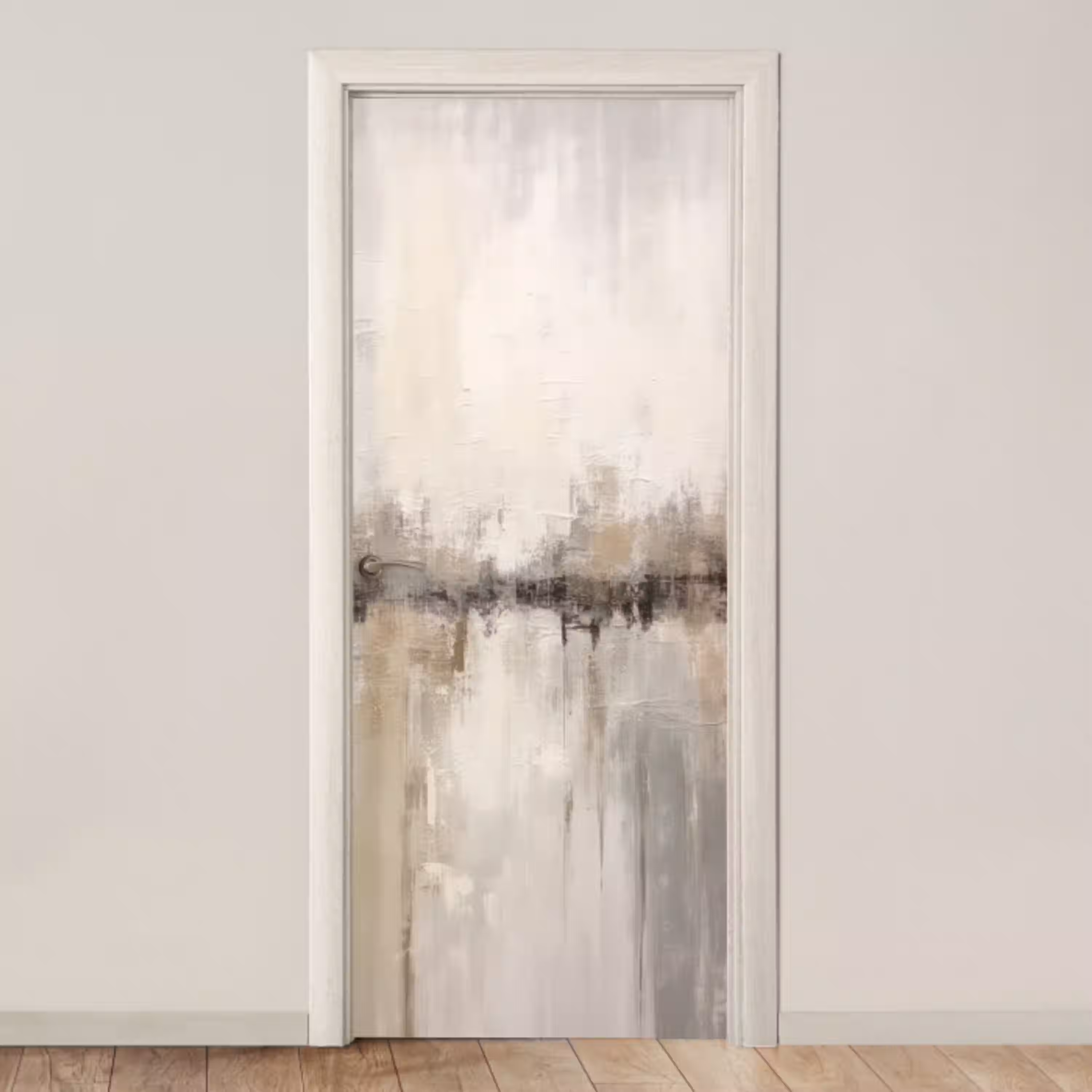 Moderne kunst - Abstract - Beige deurposter klein -3d_beige