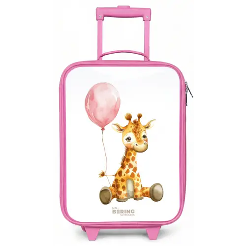 Giraffe met roze ballon Kinderkoffer - Roze klein -zz3dotto