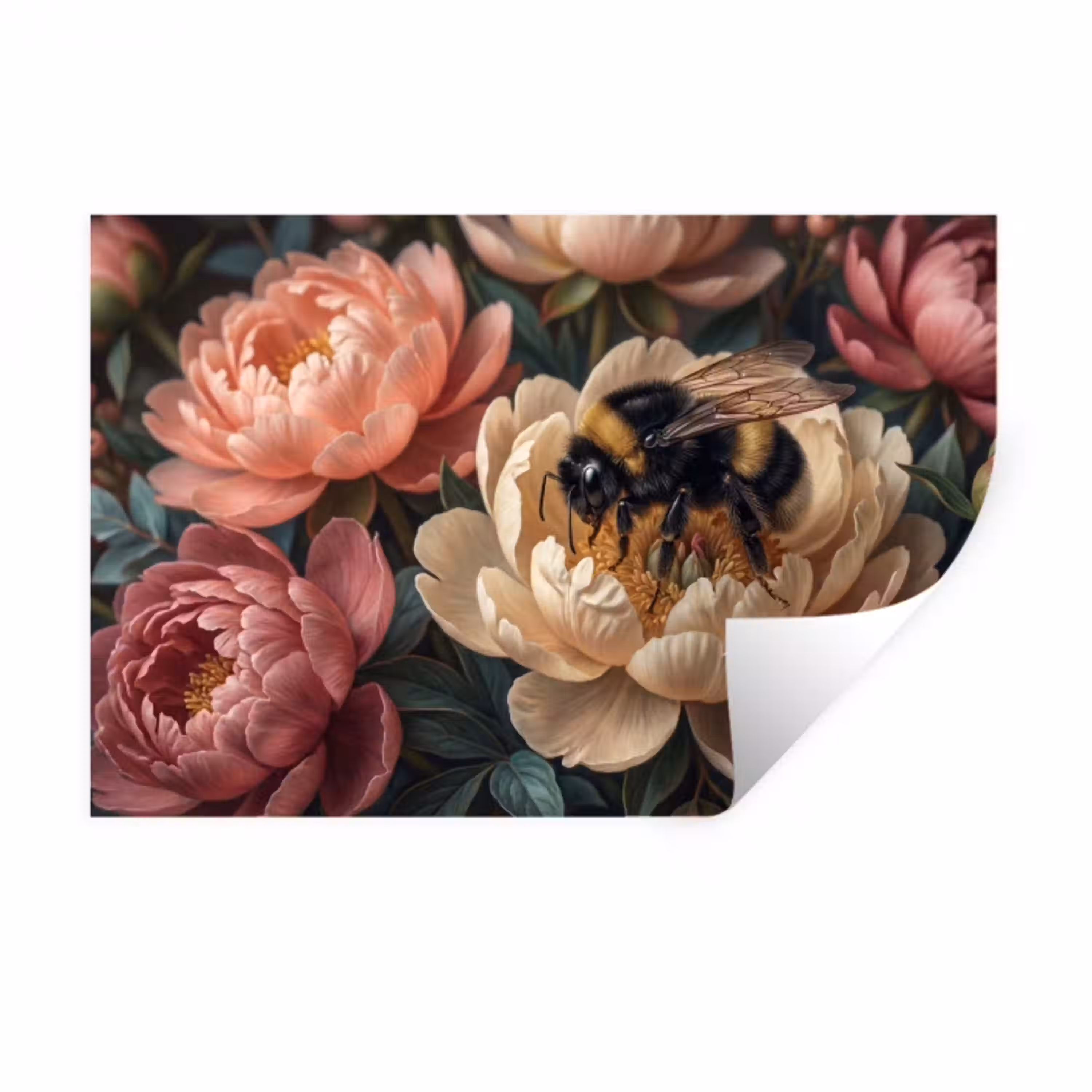 Bloemen - Insect - Natuur - Roze Muursticker klein -3d