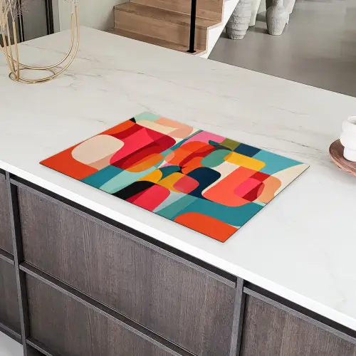 Vormen - Kleurrijk - Abstract - Vlakken Inductie beschermer vinyl 3mm klein -sfeer8