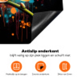 Orchidee - Graffiti - Kleurrijk - Bloemen - Abstract Inductie beschermer vinyl 3mm klein -zzzzzzz-td-onderkant