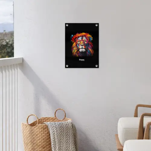 Kleurrijke leeuw in graffiti stijl tuinposter los doek klein -sfeer8