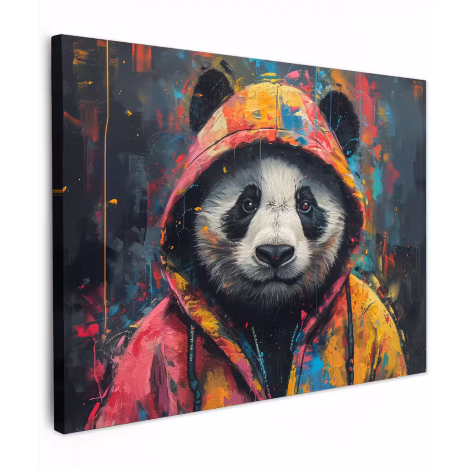 Leinwandbild - Graffiti - Panda - Mantel - Farbenfroh