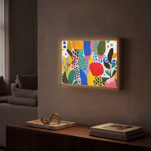 Stippen - Vormen - Modern - Kleuren Light Box met batterij (Wandlamp) middel -sfeer1