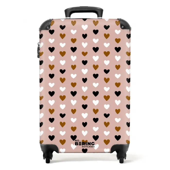Driekleurige hartjesrijen NBS - Handbagage koffer - Kinderen Unisex middel -productfoto_recht