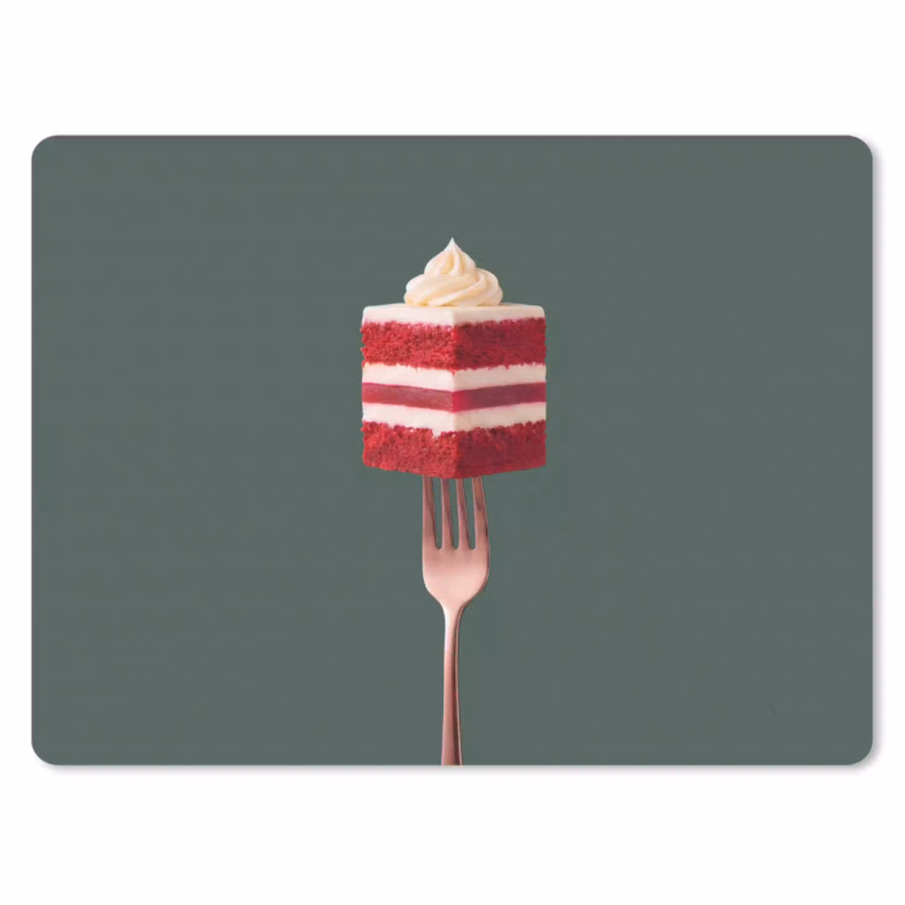 Cake - Vork - Rood muismat rubber klein -3d