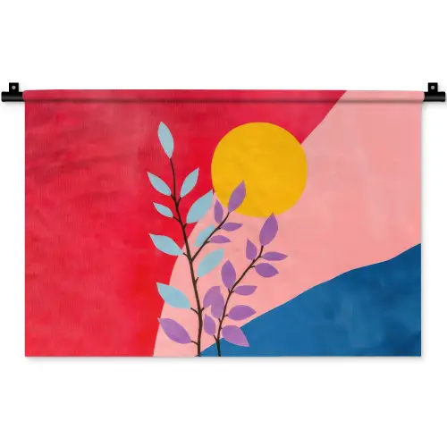 Bladeren - Zon - Abstracte vormen Wandkleed katoen klein -zz3d