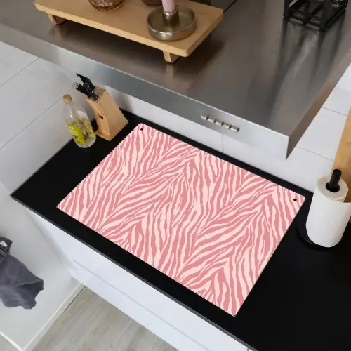 Zebra - Print - Roze Inductie beschemer met haakjes klein 777 -sfeer1