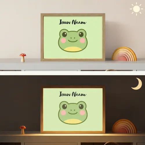 Kikker - Groen - Gezichtje Light Box met batterij (Wandlamp kind) middel -sfeer3_kind